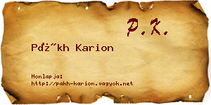 Pákh Karion névjegykártya